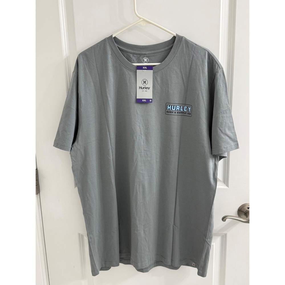 Hurley Mens XXL Gray Surf & Supply Co Graphic Logo Short Sleeve T-Shirt NWT